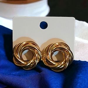 Gold Twisted Knot Stud Earrings